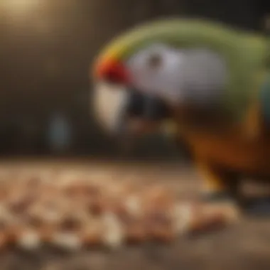 Nutritious Seed and Nut Mix for Parrots A parrot enjoying a healthy mix of seeds and nuts
