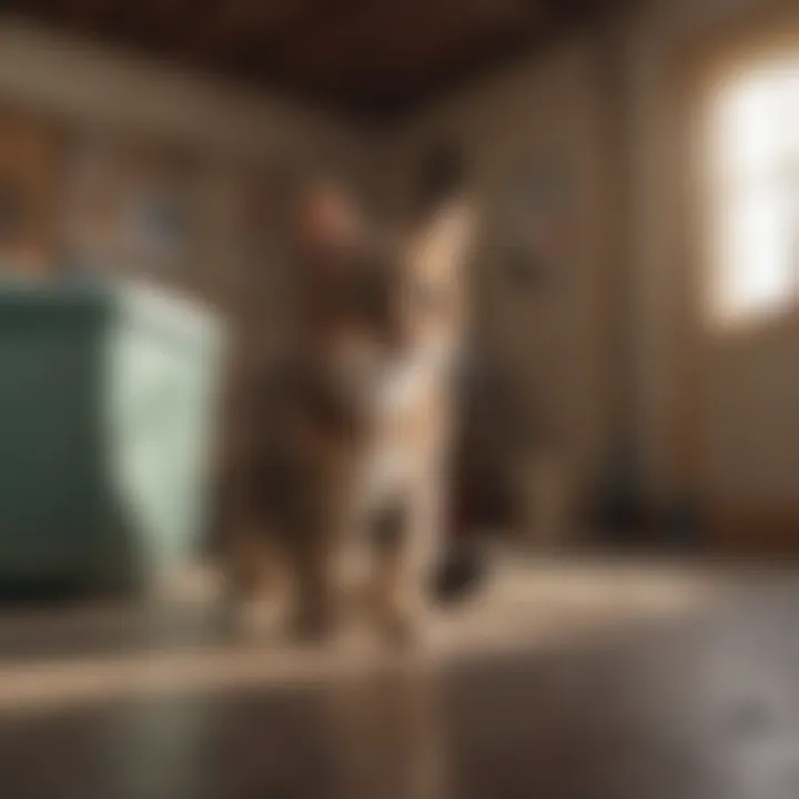 A diagram illustrating feline behavior related to potty training