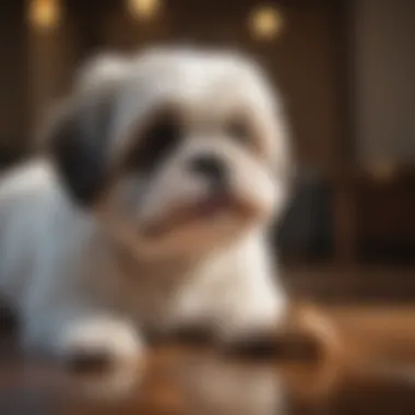 Positive Reinforcement in Action Shih Tzu puppy receiving a treat for training