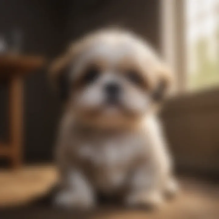 Shih Tzu puppy sitting obediently