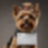 Yorkshire Terrier looking proud with registration certificate