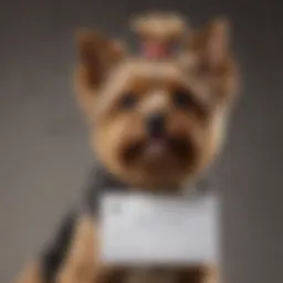 Yorkshire Terrier looking proud with registration certificate