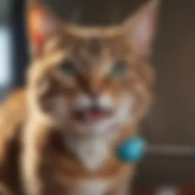 Veterinarian performing dental cleaning on a cat