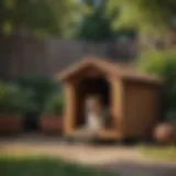 Elegant wood-topped dog kennel in a serene backyard setting