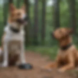 Remote dog training collar in action during a training session.