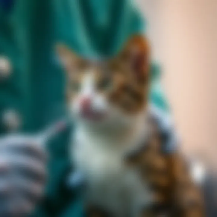 Stray cat receiving vaccination