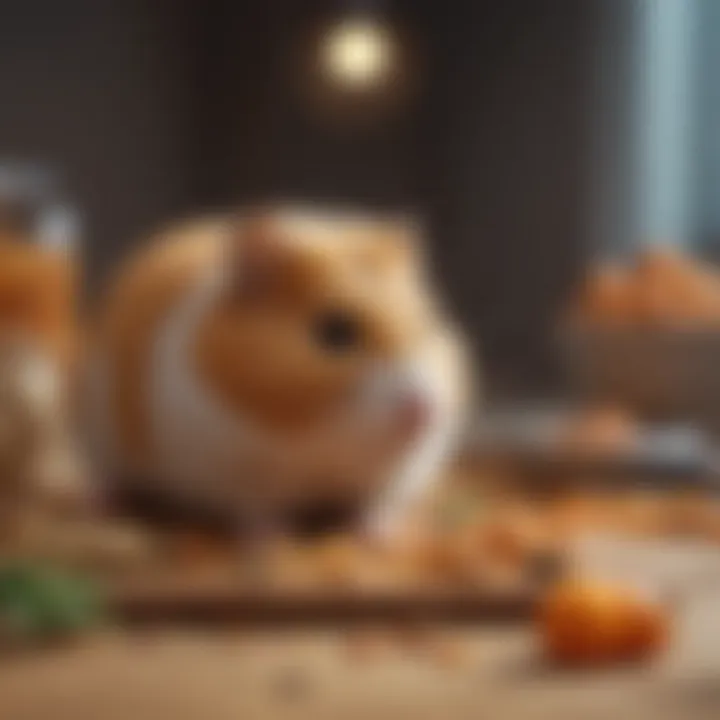 An assortment of healthy hamster food options displayed on a clean surface.