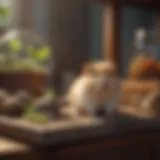 A cozy and well-furnished hamster habitat showcasing various enrichment items.