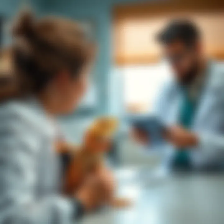 Consulting a Vet for Bearded Dragon Health A pet owner consulting a vet about bearded dragon health