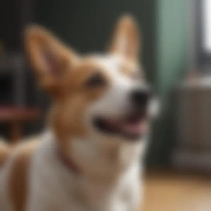 Happy Corgi Jack Russell mix with a wagging tail