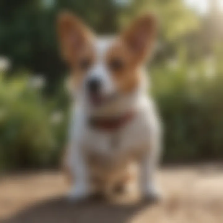 Corgi Jack Russell mix enjoying a sunny day outdoors