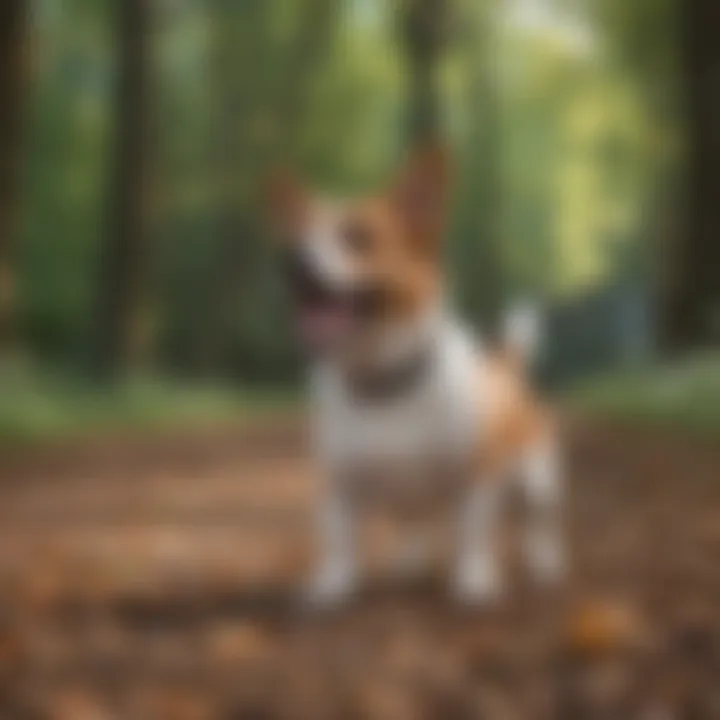 Corgi Jack Russell mix playing in a park