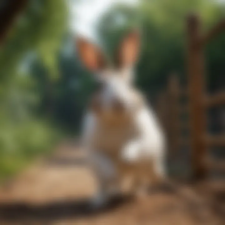 A well-designed rabbit run featuring enrichment elements