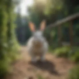Spacious outdoor rabbit run with lush greenery