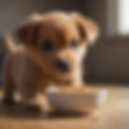 Puppy eating from a bowl
