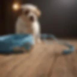 A variety of puppy leashes displayed on a wooden surface, showcasing different materials and types.