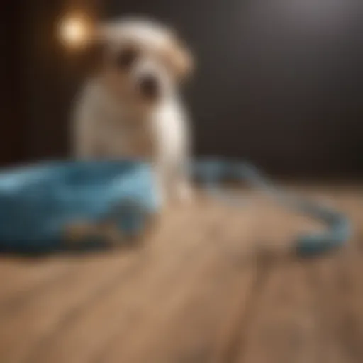 A variety of puppy leashes displayed on a wooden surface, showcasing different materials and types.