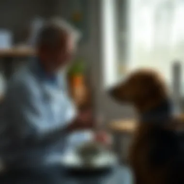 Dog owner consulting with a veterinarian about dietary plans
