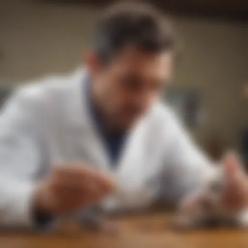 Veterinarian examining a pet with a focus on nutritional supplements