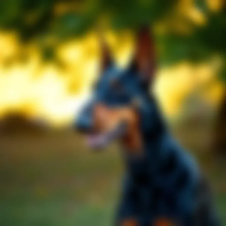 Loyalty and Intelligence of Dobermans A Doberman showcasing its loyalty and intelligence while interacting with its owner