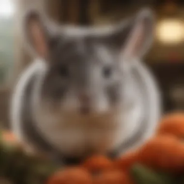 A chinchilla in a cozy habitat showcasing its soft fur and playful nature.