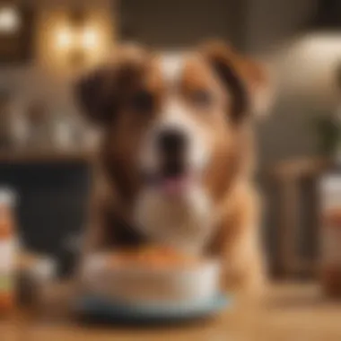 A Happy Dog with Hydrolyzed Diet A dog enjoying a bowl of hydrolyzed hypoallergenic food in a cozy setting