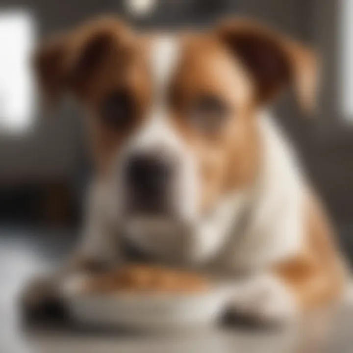A healthy dog enjoying a bowl of Royal Canin Renal food