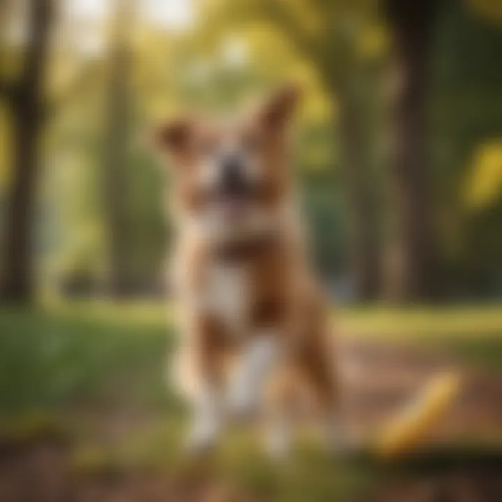 Happy dog playing fetch with a durable frisbee in a park