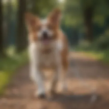 Enjoying a Walk with a Slip Lead A happy dog walking on a slip lead in a park