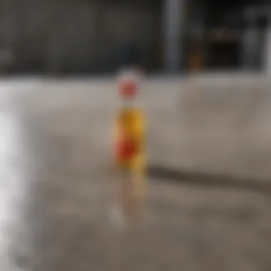 Cleaning solution being applied to concrete surface