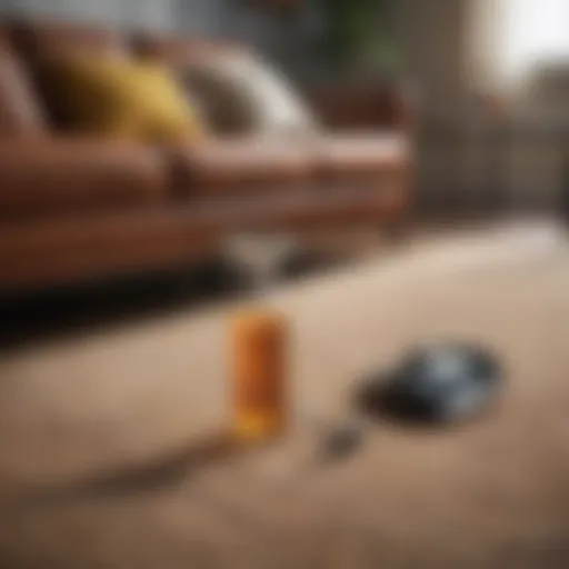 Pet-friendly couch cleaning tools arranged neatly.