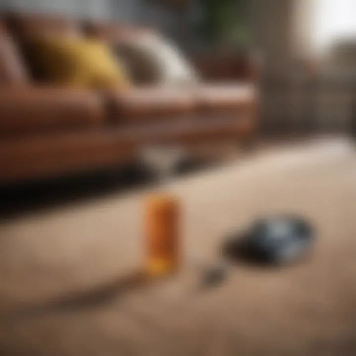 Pet-friendly couch cleaning tools arranged neatly.