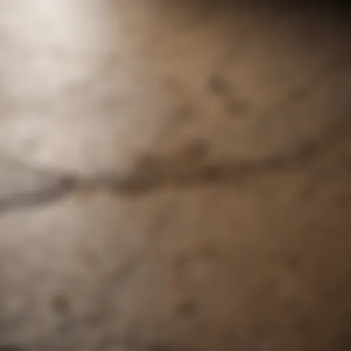 Close-up of grout showing dog urine stains