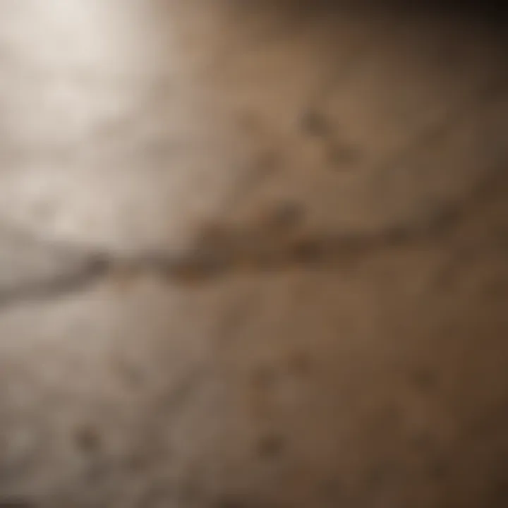 Close-up of grout showing dog urine stains