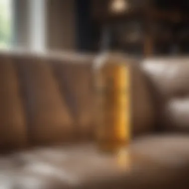 Cleaning Solutions for Upholstery Cleaning solution bottle on a couch