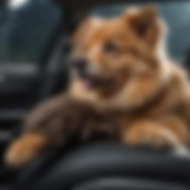 A rubber glove attracting dog fur from a car seat