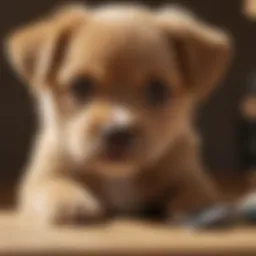 Puppy sitting patiently during nail trimming