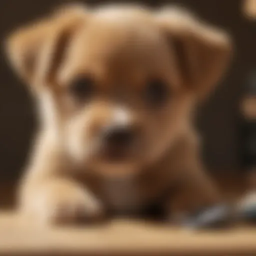 Puppy sitting patiently during nail trimming