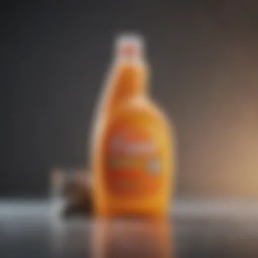 A close-up of a cleaning detergent bottle specifically designed for pet stains