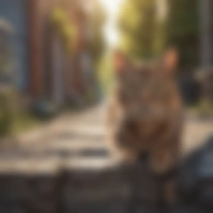 A cat exploring an area with barriers
