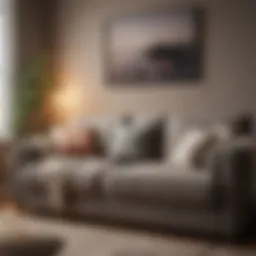 Cozy couch with fresh cushions
