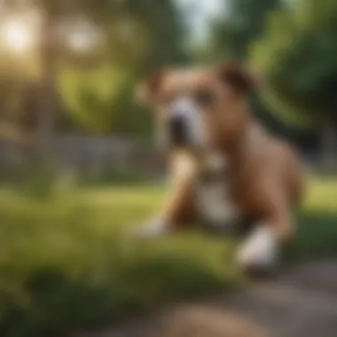 Creating a Dog-Friendly Outdoor Environment A serene outdoor space with grass and trees, avoiding concrete areas.