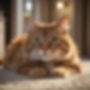 Cat resting comfortably in a clean environment
