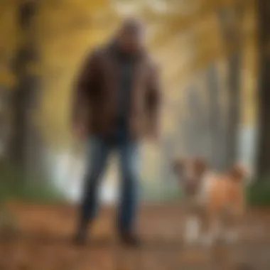 A trainer demonstrating proper leash handling techniques while walking a dog