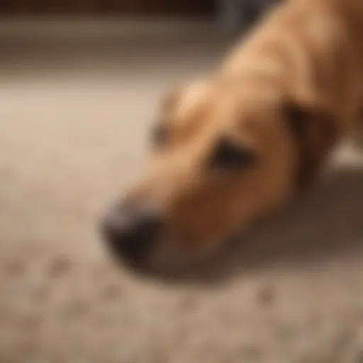 A clean spot on carpet after effective dog poop removal