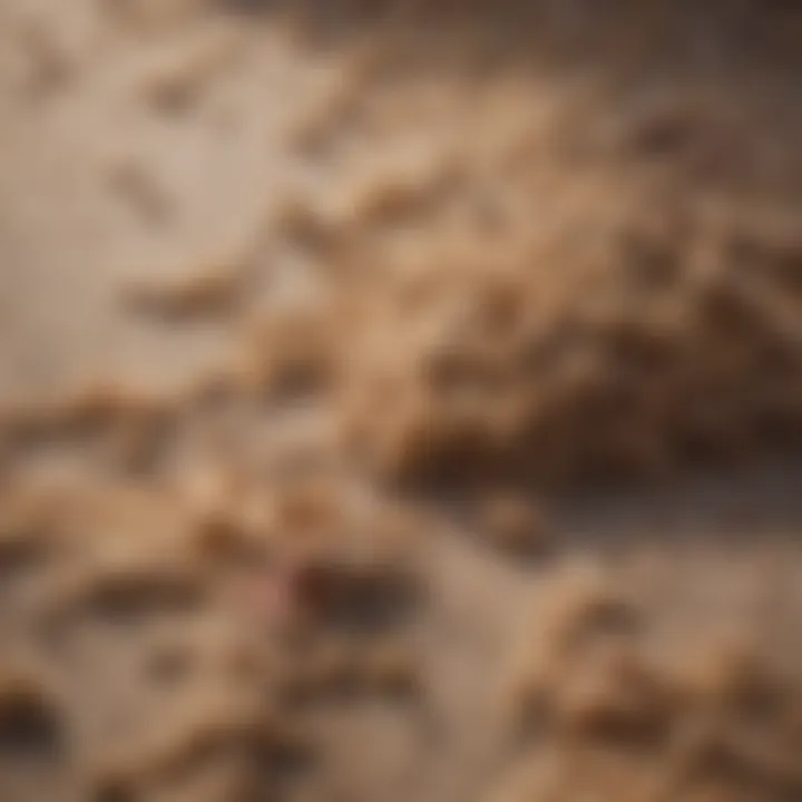 A close-up of carpet fibers stained with dog waste