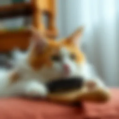 Soft brush used to remove cat hair from furniture