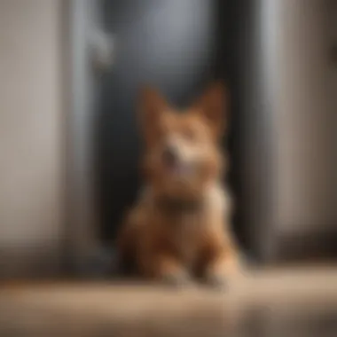 A dog happily using an electric dog door