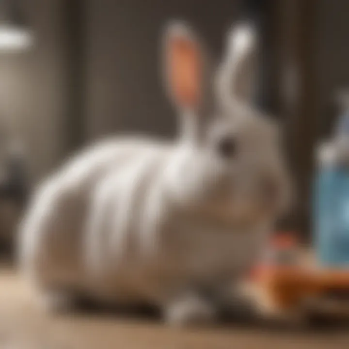 A pet bunny receiving a gentle health check-up