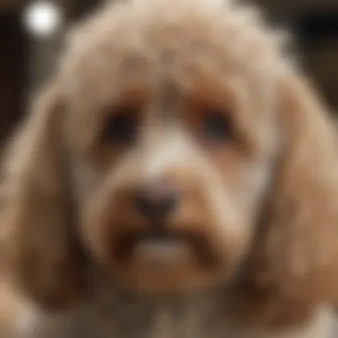 Close-up of a Doodle's curly coat during grooming